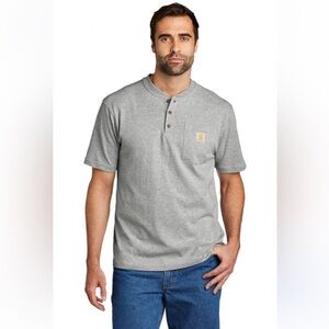 Loose Fit Heavyweight Short-Sleeve Pocket Henley Tee Heather Gray Size L AR12